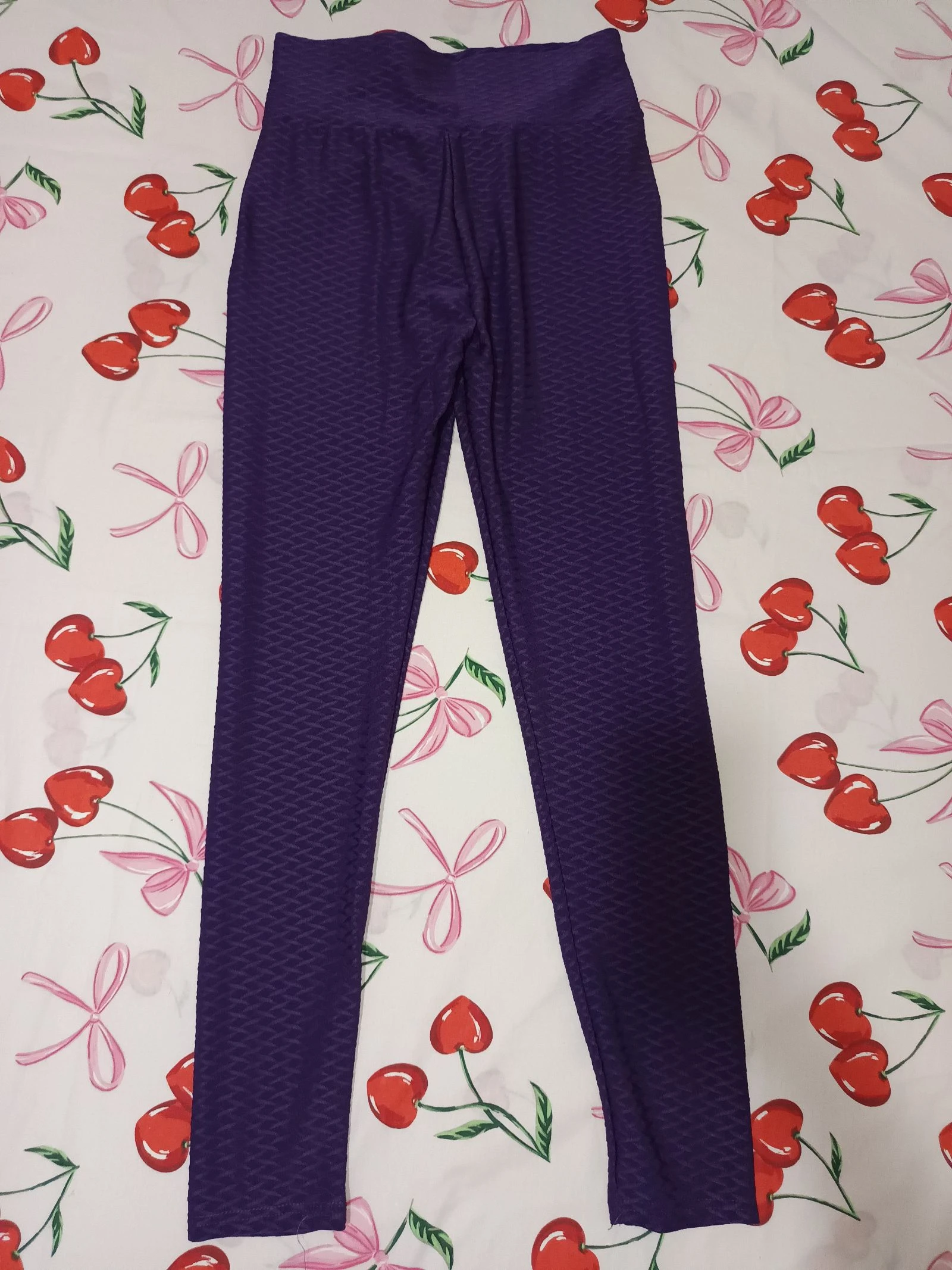 Paarse Push Up Textuur Rombos 3D Leggings - Maat L (Nieuw) – photo 2